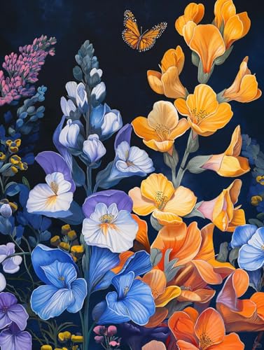 MIRONS DIY Diamond Painting Kit, Blumen und Schmetterlinge 5D Diamant Bilder,Kunstvolle Strass Stickerei Sets für Home Dekoration Wanddekoration 40x50cm MIRONS DIY Diamond Painting Kit, Blumen und Schmetterlinge 5D Diamant Bilder,Kunstvolle Strass Stickerei Sets für Home Dekoration Wanddekoration 40x50cm von MIRONS
