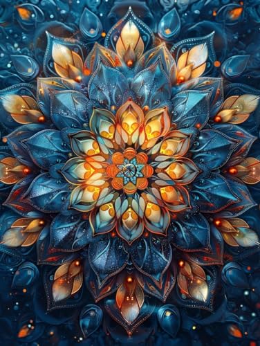MIRONS Diamant Malerei, Mandala-Muster, I, 50 x 70 cm DIY Rund Diamond Painting Diamant Painting Kreuzstich für Erwachsene Kinder Wohnzimmer Schlafzimmer Büro Dekoration von MIRONS