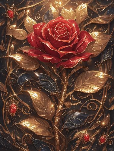 MIRONS Diamant Malerei, Rote Rosenblüte DIY Rund Diamond Painting Diamant Painting Kreuzstich Wohnzimmer Schlafzimmer Büro Dekoration 40x50cm MIRONS Diamant Malerei, Rote Rosenblüte DIY Rund Diamond Painting Diamant Painting Kreuzstich Wohnzimmer Schlafzimmer Büro Dekoration 40x50cm von MIRONS
