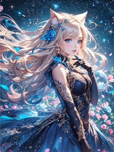 MIRONS Diamond Painting Kit, Anime-Mädchen, D, 50 x 70 cm 5D Diamant Painting Bilder Erwachsene, DIY Diamond Painting Bilder Diamant Malerei Set für Wanddekoration von MIRONS