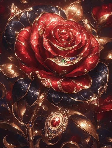 MIRONS Diamond Painting Kits, Rote Rosenblüte DIY 5D Diamant Kunst Full Diamonds Bastel Leinwand Strass Stickerei Kunsthandwerk 40x50cm MIRONS Diamond Painting Kits, Rote Rosenblüte DIY 5D Diamant Kunst Full Diamonds Bastel Leinwand Strass Stickerei Kunsthandwerk 40x50cm von MIRONS