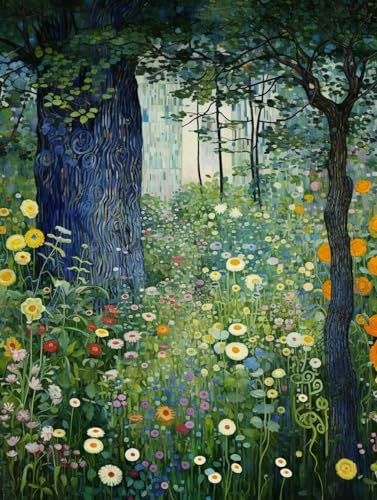 MIRONS Kreuzstich Stickpackungen Vorgedruckt, Waldblumen und Gras Illustration,B 11CT Sticken Set Erwachsene Kreuzstich Bild,Sticken Set Anfänger für Wandkunst-Heimdekoration von MIRONS