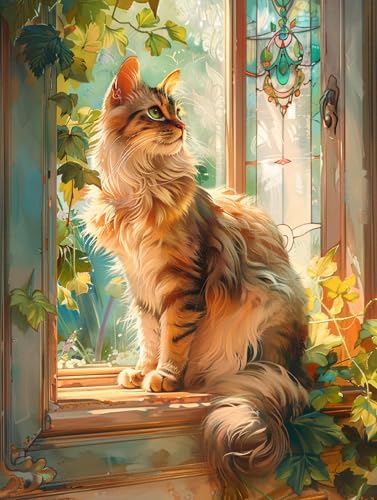 MIRONS Kreuzstich-Stickset, Katze auf der Fensterbank,G,50 * 70cm 11CT DIY gestempelte Kreuzstich-Sets Handarbeiten Komplette Reihe vorgedruckter Stick-Starter-Sets für Anfänger MIRONS Kreuzstich-Stickset, Katze auf der Fensterbank,G,50 * 70cm 11CT DIY gestempelte Kreuzstich-Sets Handarbeiten Komplette Reihe vorgedruckter Stick-Starter-Sets für Anfänger von MIRONS