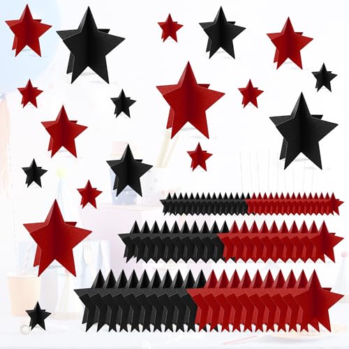 70 Stück rote und schwarze Stern-Mittelstücke für Männer und Frauen, Schwarz und Rot, Party-Geburtstagsdekorationen, 3D 2025, Abschlussdekoration, 3 Größen, 20,3 cm, 12,7 cm, 7,6 cm 70 Stück rote und schwarze Stern-Mittelstücke für Männer und Frauen, Schwarz und Rot, Party-Geburtstagsdekorationen, 3D 2025, Abschlussdekoration, 3 Größen, 20,3 cm, 12,7 cm, 7,6 cm von MISAKTEAM
