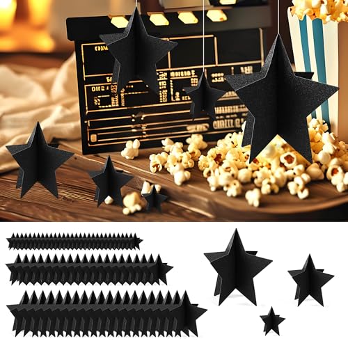 70 Stück schwarze Stern-Mittelstücke für Filmabende, Party-Dekorationen, 3D-Abschlusstischdekoration, 3 Größen, 20,3 cm, 12,7 cm, 7,6 cm, roter Teppich, Film-Show, Thema, Geburtstagsparty, Schulanfang 70 Stück schwarze Stern-Mittelstücke für Filmabende, Party-Dekorationen, 3D-Abschlusstischdekoration, 3 Größen, 20,3 cm, 12,7 cm, 7,6 cm, roter Teppich, Film-Show, Thema, Geburtstagsparty, Schulanfang von MISAKTEAM