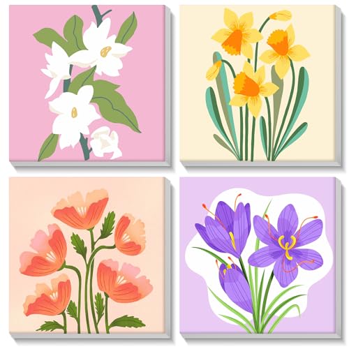 MISCER 4 Stück Malen Nach Zahlen Erwachsene, Blumen Malen Nach Zahlen Erwachsene Anfänger mit Rahmen, DIY Acryl Ölgemälde Leinwand Kit für Home Deko 20X20cm MISCER 4 Stück Malen Nach Zahlen Erwachsene, Blumen Malen Nach Zahlen Erwachsene Anfänger mit Rahmen, DIY Acryl Ölgemälde Leinwand Kit für Home Deko 20X20cm von MISCER