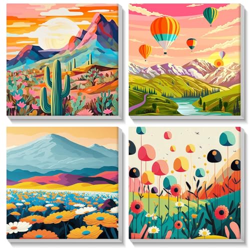 MISCER 4 Stück Malen Nach Zahlen Erwachsene, Landschaft Malen Nach Zahlen Erwachsene Anfänger mit Rahmen, DIY Landschaft Ölgemälde Leinwand Kit für Home Deko 20X20cm MISCER 4 Stück Malen Nach Zahlen Erwachsene, Landschaft Malen Nach Zahlen Erwachsene Anfänger mit Rahmen, DIY Landschaft Ölgemälde Leinwand Kit für Home Deko 20X20cm von MISCER
