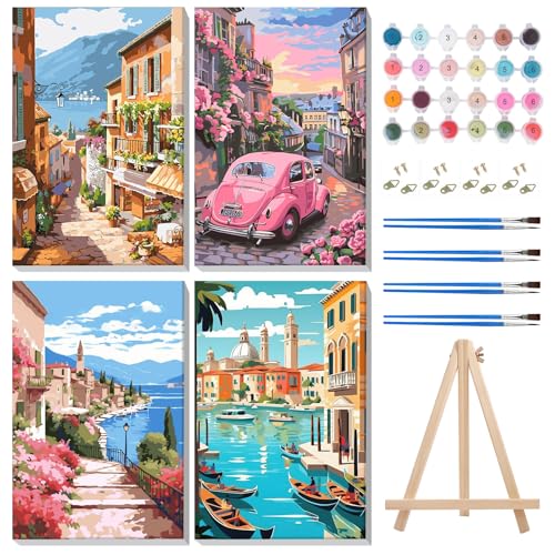 MISCER 4 Stück Scenery Gerahmt Malen Nach Zahlen Erwachsene, Malen Nach Zahlen Erwachsene Anfänger Mit Holzstaffelei, DIY Landschaft Ölgemälde Leinwand Kit für Home Deko 20X30cm MISCER 4 Stück Scenery Gerahmt Malen Nach Zahlen Erwachsene, Malen Nach Zahlen Erwachsene Anfänger Mit Holzstaffelei, DIY Landschaft Ölgemälde Leinwand Kit für Home Deko 20X30cm von MISCER