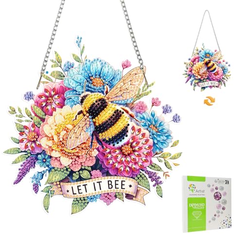 MISCER Bee Hanging Diamond Art Painting Kits for Adults Double Sided, DIY Acrylic 5D Special Shape Diamond Art Kits, Flowers Crystal Diamond Gem Art Painting for Window Garden Home Wall Decor MISCER Bee Hanging Diamond Art Painting Kits for Adults Double Sided, DIY Acrylic 5D Special Shape Diamond Art Kits, Flowers Crystal Diamond Gem Art Painting for Window Garden Home Wall Decor von MISCER