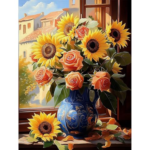 MISCER Diamond Painting für Erwachsene, Diamond Painting kit, 5D Diamant Malerei Set Anfänger, Sonnenblumen DIY Diamant Malerei Basteln Bilder Arts Geschenk für Zuhause Wand Deko 30x40cm von MISCER