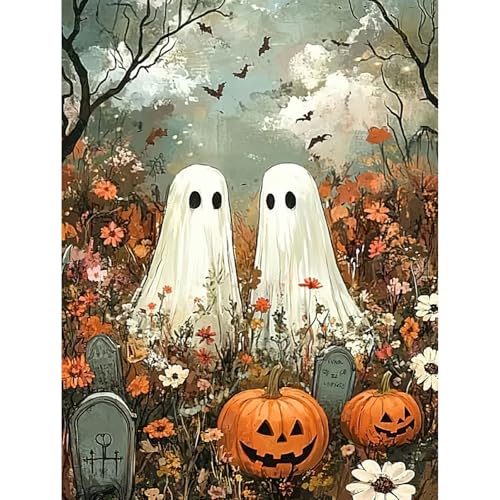 MISCER Diamond Painting für Erwachsene, Diamond Painting kit, Halloween 5D Diamant Malerei Set Anfänger, Geist DIY Diamant Malerei Basteln Bilder Arts Geschenk für Zuhause Wand Deko 30x40cm von MISCER
