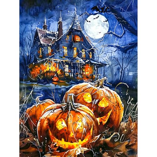 MISCER Diamond Painting für Erwachsene, Diamond Painting kit, Halloween 5D Diamant Malerei Set Anfänger, Kürbis DIY Diamant Malerei Basteln Bilder Arts Geschenk für Zuhause Wand Deko 30x40cm von MISCER