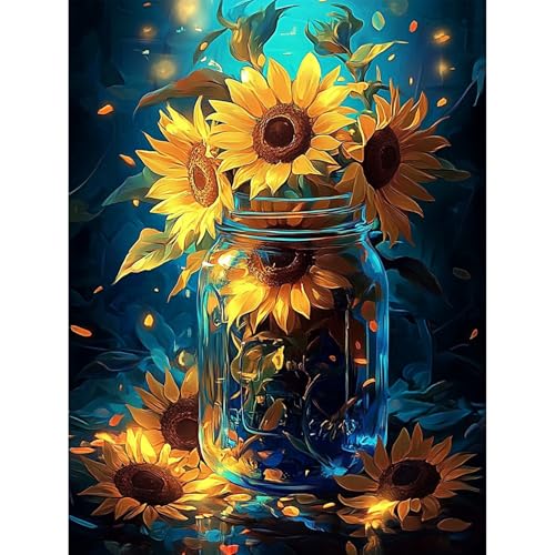 MISCER Diamond Painting für Erwachsene, Diamond Painting kit, Sonnenblumen 5D Diamant Malerei Set Anfänger, Blume DIY Diamant Malerei Basteln Bilder Arts Geschenk für Zuhause Wand Deko 30x40cm von MISCER