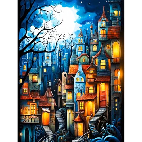 MISCER Diamond Painting für Erwachsene, Diamond Painting kit, Sternenhimmel 5D Diamant Malerei Set Anfänger, Haus DIY Diamant Malerei Basteln Bilder Arts Geschenk für Zuhause Wand Deko 30x40cm von MISCER