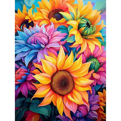 MISCER Diamond Painting für Erwachsene, Diamond Painting kit,Blumen 5D Diamant Malerei Set Anfänger, Sonnenblumen DIY Diamant Malerei Basteln Bilder Arts Geschenk für Zuhause Wand Deko 30x40cm von MISCER