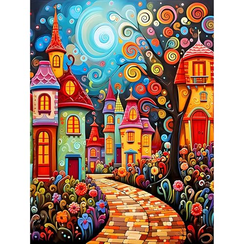 MISCER Diamond Painting für Erwachsene,Diamond Painting kit, Haus 5D Diamant Malerei Set Anfänger,Landschaft DIY Diamant Malerei Basteln Bilder Arts Geschenk für Zuhause Wand Deko 30x40cm von MISCER