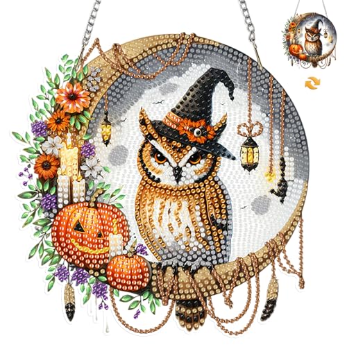 MISCER Eule Diamond painting Hängende Ornament Kit, Halloween DIY Doppelseitig Diamant Malerei Fensterbilder Anhänger, Diamant Kunst Anhänger Kit für Kinder Erwachsene Tür-oder Fenster Wand Deko MISCER Eule Diamond painting Hängende Ornament Kit, Halloween DIY Doppelseitig Diamant Malerei Fensterbilder Anhänger, Diamant Kunst Anhänger Kit für Kinder Erwachsene Tür-oder Fenster Wand Deko von MISCER