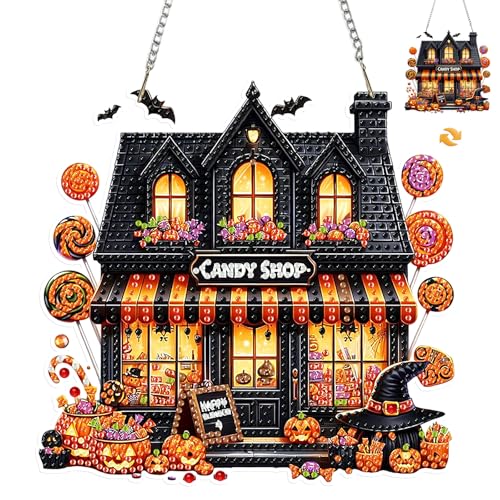 MISCER Halloween Diamond Painting Hängende Ornament Kit, Süßwarenladen DIY Diamant Malerei Fensterbilder Anhänger, Diamant Kunst Anhänger Kit für Kinder Erwachsene Tür-oder Fenster Wand Deko MISCER Halloween Diamond Painting Hängende Ornament Kit, Süßwarenladen DIY Diamant Malerei Fensterbilder Anhänger, Diamant Kunst Anhänger Kit für Kinder Erwachsene Tür-oder Fenster Wand Deko von MISCER