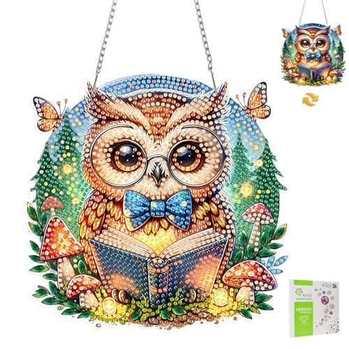 MISCER Halloween Diamond painting Hängende Ornament Kit, Eule DIY Doppelseitig Diamant Malerei Fensterbilder Anhänger, Diamant Kunst Anhänger Kit für Kinder Erwachsene Tür-oder Fenster Wand Deko MISCER Halloween Diamond painting Hängende Ornament Kit, Eule DIY Doppelseitig Diamant Malerei Fensterbilder Anhänger, Diamant Kunst Anhänger Kit für Kinder Erwachsene Tür-oder Fenster Wand Deko von MISCER