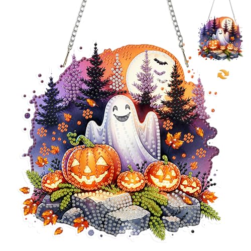 MISCER Halloween Diamond painting Hängende Ornament Kit, Geist DIY Doppelseitig Diamant Malerei Fensterbilder Anhänger, Diamant Kunst Anhänger Kit für Kinder Erwachsene Tür-oder Fenster Wand Deko MISCER Halloween Diamond painting Hängende Ornament Kit, Geist DIY Doppelseitig Diamant Malerei Fensterbilder Anhänger, Diamant Kunst Anhänger Kit für Kinder Erwachsene Tür-oder Fenster Wand Deko von MISCER