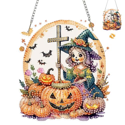 MISCER Halloween Diamond painting Hängende Ornament Kit, Mädchen DIY Doppelseitig Diamant Malerei Fensterbilder Anhänger, Diamant Kunst Anhänger Kit für Kinder Erwachsene Tür-oder Fenster Wand Deko MISCER Halloween Diamond painting Hängende Ornament Kit, Mädchen DIY Doppelseitig Diamant Malerei Fensterbilder Anhänger, Diamant Kunst Anhänger Kit für Kinder Erwachsene Tür-oder Fenster Wand Deko von MISCER