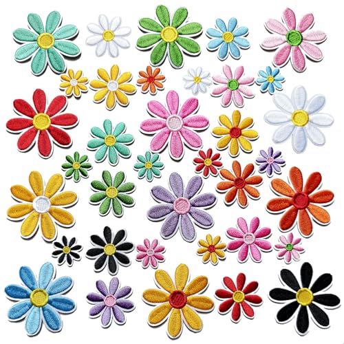 MISDONR 36 bunte Gänseblümchen, zum Aufbügeln, 3 Größen, 12 Farben, niedliche Stickerei-Applikation für Kleidung, Hüte, Taschen, Jacken, Jeans, DIY-Dekoration MISDONR 36 bunte Gänseblümchen, zum Aufbügeln, 3 Größen, 12 Farben, niedliche Stickerei-Applikation für Kleidung, Hüte, Taschen, Jacken, Jeans, DIY-Dekoration von MISDONR