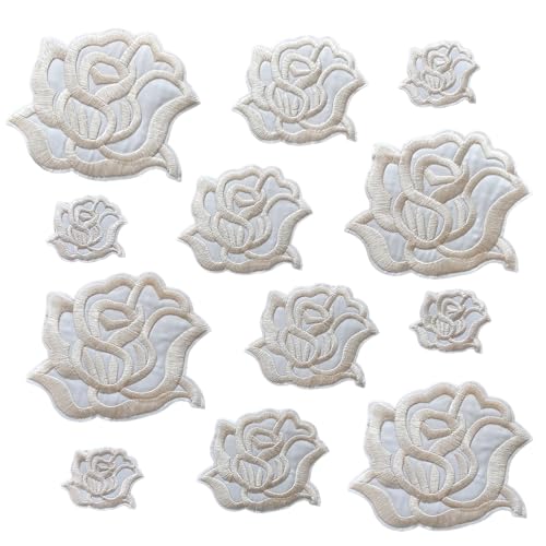 MISDONR Aufnäher zum Aufbügeln, Beige, 3 Größen, Rosen-Blumen, bestickte Applikation für Reparatur, Dekoration, Jacke, Jeans, Kleidung, Hüte, Schuhe, Taschen, 12 Stück MISDONR Aufnäher zum Aufbügeln, Beige, 3 Größen, Rosen-Blumen, bestickte Applikation für Reparatur, Dekoration, Jacke, Jeans, Kleidung, Hüte, Schuhe, Taschen, 12 Stück von MISDONR
