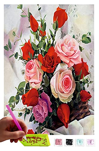 MISHBAY Diamond Painting Blumen - 30x40cm Diamond Painting Erwachsene - Diamant Painting Bilder - DIY 5D Satz Wand Dekor Diamantstickerei von MISHBAY