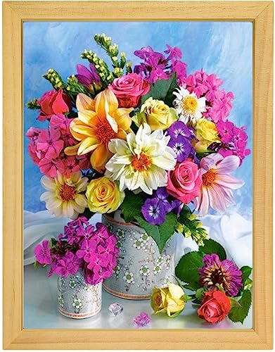 MISHBAY Diamond Painting Blumenstrauß - 30x40cm Diamond Painting Erwachsene mit Rahmen - Diamant Painting Bilder Blumen - DIY 5D Satz Wand Dekor Diamantstickerei von MISHBAY