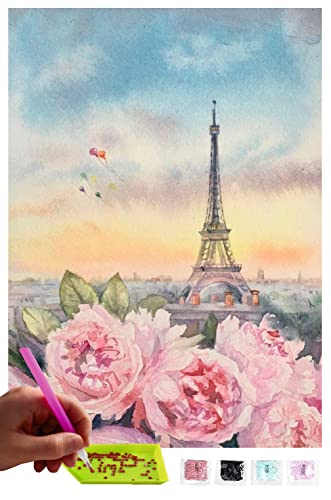 MISHBAY Diamond Painting Eiffelturm - 30x40cm Diamond Painting Erwachsene - Diamant Painting Bilder Paris - DIY 5D Satz Wand Dekor Diamantstickerei MISHBAY Diamond Painting Eiffelturm - 30x40cm Diamond Painting Erwachsene - Diamant Painting Bilder Paris - DIY 5D Satz Wand Dekor Diamantstickerei von MISHBAY