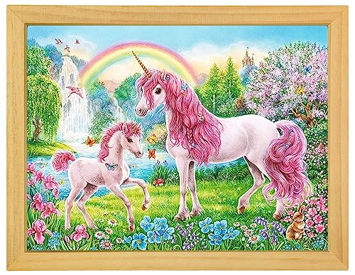 MISHBAY Diamond Painting - Einhorn 30x40cm Diamond Painting Erwachsene - Diamant Painting Bilder mit Rahmen - DIY 5D Satz Wand Dekor Diamantstickerei Pferde von MISHBAY