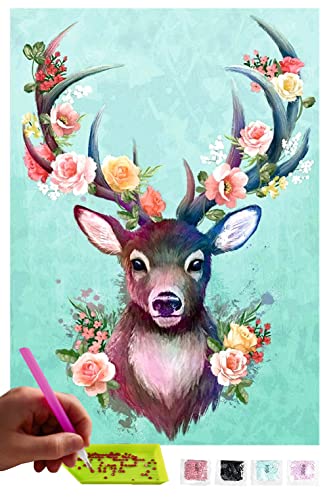 MISHBAY Diamond Painting Hirsch - 30x40cm Diamond Painting Erwachsene - Diamant Painting Bilder Hirsch - DIY 5D Satz Wand Dekor Diamantstickerei von MISHBAY