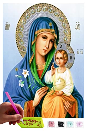 MISHBAY Diamond Painting Religion - 30x40cm Diamond Painting Erwachsene - Diamant Painting Bilder Mutter Gottes - DIY 5D Satz Wand Dekor Diamantstickerei von MISHBAY