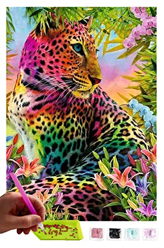 MISHBAY Diamond Painting Tiere - 30x40cm Diamond Painting Erwachsene - Diamant Painting Bilder Panther - DIY 5D Satz Wand Dekor Diamantstickerei von MISHBAY