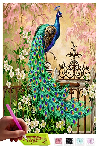 MISHBAY Diamond Painting Tiere - 30x40cm Diamond Painting Erwachsene - Diamant Painting Bilder Pfau - DIY 5D Satz Wand Dekor Diamantstickerei MISHBAY Diamond Painting Tiere - 30x40cm Diamond Painting Erwachsene - Diamant Painting Bilder Pfau - DIY 5D Satz Wand Dekor Diamantstickerei von MISHBAY