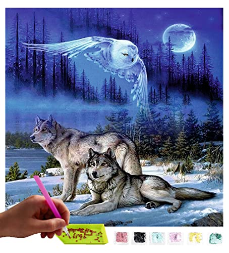 MISHBAY Diamond Painting Wolf - 30x30cm Diamond Painting Erwachsene - Diamant Painting Bilder Wölfe - DIY 5D Satz Wand Dekor Diamantstickerei von MISHBAY