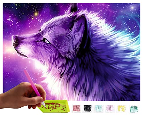 MISHBAY Diamond Painting Wolf - 30x40cm Diamond Painting Erwachsene - Diamant Painting Bilder Wolf - DIY 5D Satz Wand Dekor Diamantstickerei von MISHBAY