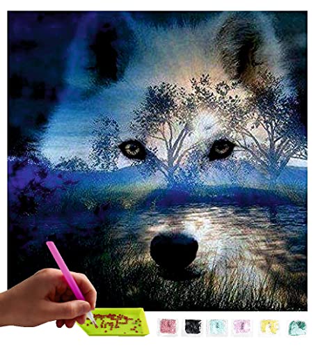 MISHBAY Diamond Painting Wolf - 30x30cm Diamond Painting Erwachsene - Diamant Painting Bilder Wolf - DIY 5D Satz Wand Dekor Diamantstickerei von MISHBAY