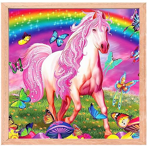 MISHBAY Diamond Painting - Pony 30x40cm Diamond Painting Erwachsene - Diamant Painting Bilder mit Rahmen - DIY 5D Satz Wand Dekor Diamantstickerei Pferde von MISHBAY