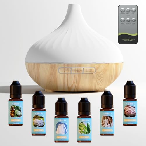 MISIJI Aroma Diffuser für Duftöle 500ML,mit Fernbedienung und Sauber Ätherische Öle Set 6x10 ML,4 Timer-Einstellung MISIJI Aroma Diffuser für Duftöle 500ML,mit Fernbedienung und Sauber Ätherische Öle Set 6x10 ML,4 Timer-Einstellung von MISIJI