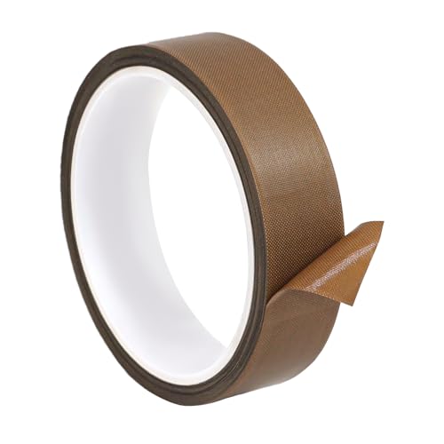 MISIQIMA Teflonband, 25MM × 10M Hitzebeständiges Klebeband, Hohe Temperaturbeständigkeit Bis 300 °C, PTFE Band für Manuelle Versiegelungsgeräte, Impulsversiegelungsgeräte von MISIQIMA