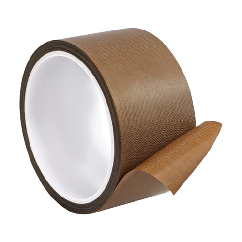 MISIQIMA Teflonband, 50MM × 10M Hitzebeständiges Klebeband, Hohe Temperaturbeständigkeit Bis 300 °C, PTFE Band für Manuelle Versiegelungsgeräte, Impulsversiegelungsgeräte von MISIQIMA
