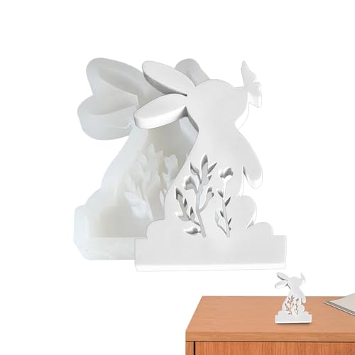 Ostern Hase Kuss Schmetterling Kerzenformen | Kreative Hasen-Schmetterlings-Kerzen-Silikonform, wiederverwendbare 3D-Hasen-Kerzenformen, Osterhasen-Harzgussform, Guss-Bastelherstellungswerkzeug von MISOYER