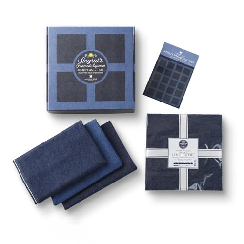 Indigo Washed Denim-Steppset, 25,4 cm, quadratisch, 184 g, Steppmuster im Lieferumfang enthalten, Quiltzubehör zum Schneiden von Mustern, Stickereien, Nähen und Deckenherstellung von MISSOURI STAR QUILT CO.