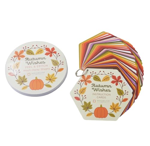 Missouri Star Autumn Wishes Peel & Stitch Design-Pack – 25 vorgedruckte 12,7 cm abwaschbare Stickblätter mit Anleitung (evtl. nicht in deutscher Sprache) – Herbst-Stickmuster für Steppdecken, Handwerk von MISSOURI STAR QUILT CO.