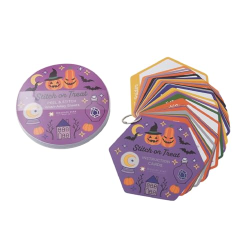Missouri Star Stich-or-Treat Peel & Stitch Design-Packung – 25 vorgedruckte 12,7 cm abwaschbare Stickbögen mit Anleitung (evtl. nicht in deutscher Sprache) – Halloween-Stickmuster für Quilts, Basteln von MISSOURI STAR QUILT CO.