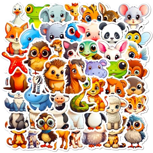 Mistree 50 Lustige Aufkleber Tiere, Wasserfeste Sticker für Kleinkinder zum Kleben, 4-5 CM Mistree 50 Lustige Aufkleber Tiere, Wasserfeste Sticker für Kleinkinder zum Kleben, 4-5 CM von MISTREE