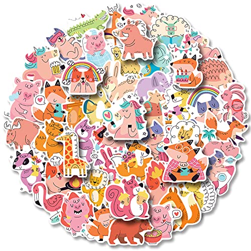 Mistree Tier Sticker, 50 Stück Aufkleber Kinder Tiere, Wasserfeste Aufkleber Kinder Mädchen, Sticker Set Tiere, Wiederverwendbar, Waschbar In Der Waschmaschine, Geschirrspüler von Mistree