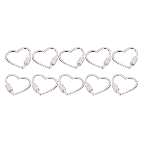 10 x Herz-Karabinerhaken mit Schraubverschluss, Schlüsselanhänger-Clip für Tasche, Handtasche, Schlüsselanhänger, Schlüsselbund von MISUVRSE