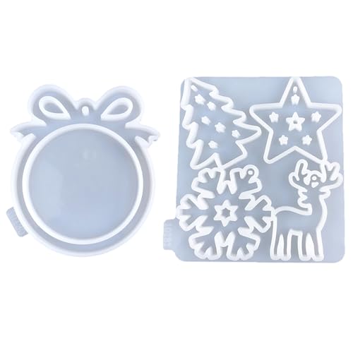 2pcs Weihnachtsanhänger Gipsform Set Einfach Zu Verwenden Silikonschmuck Schimmelpilze Schmuckzubehör Für Handwerksliebhaber von MISUVRSE
